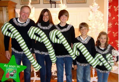 Candy Cane Matching Ugly Christmas Sweaters are Sweet