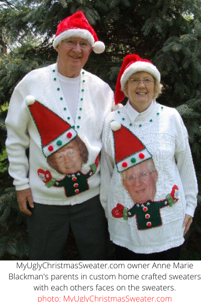 Best Couples Matching Christmas Sweaters with Faces - Contest Winning Sweaters!