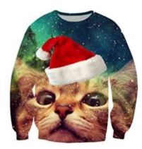 Cats with Santa Hats and Pizza Make a Winning Christmas Sweater Combination