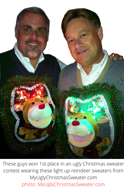 Contest Winning Ugly Christmas Sweaters with Light Up Reindeer