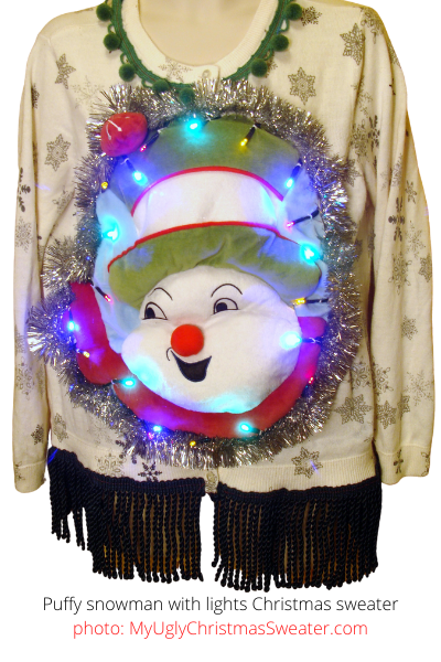 Puffy Snowman with Lights - Winning DIY Christmas Sweater