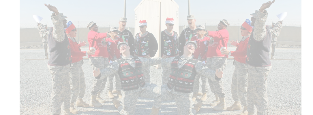 usa military singing carols wearing sweaters donated from myuglychristmassweater