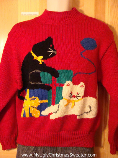 ugly christmas sweater with cats
