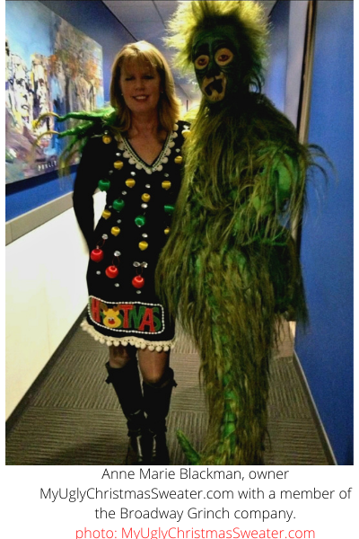 Anne Marie Blackman Wearing a Fab Christmas Dress on Fox News, Posing with Grinch