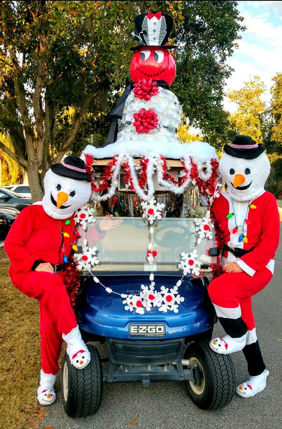 Christmas Golf Cart Parade Winner Winner Chicken Dinner - It's a Light Up Snowman!