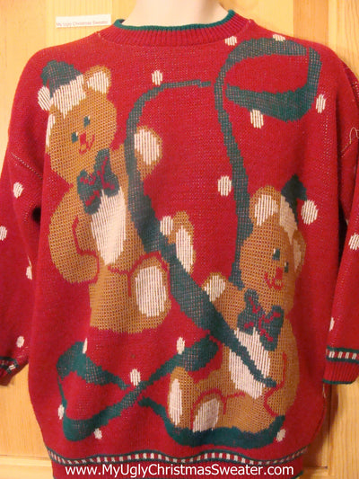 vintage ugly christmas sweaters with bears 80s style