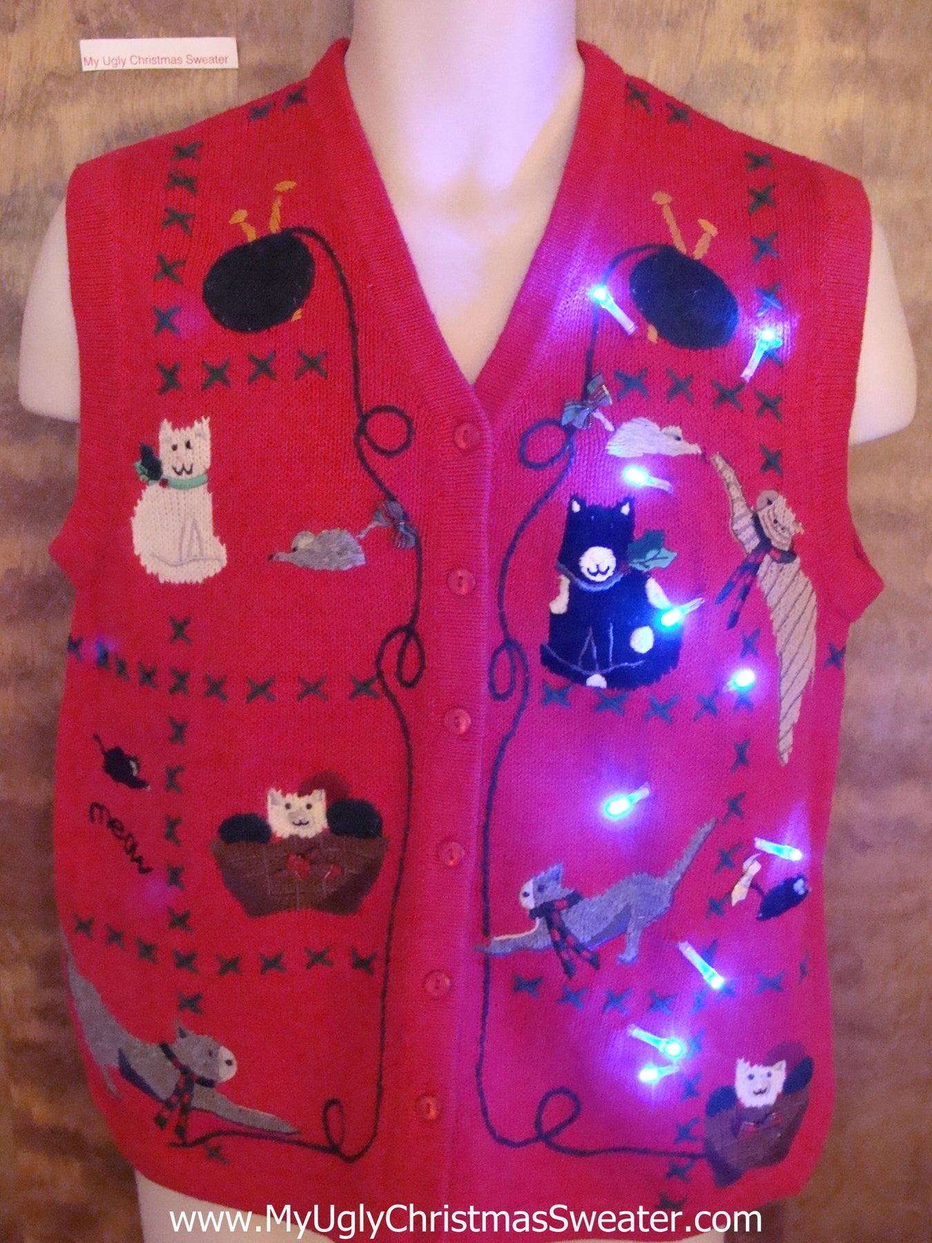Cat christmas online sweater vest