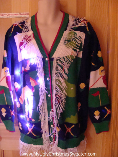mens light up christmas sweater golf  
