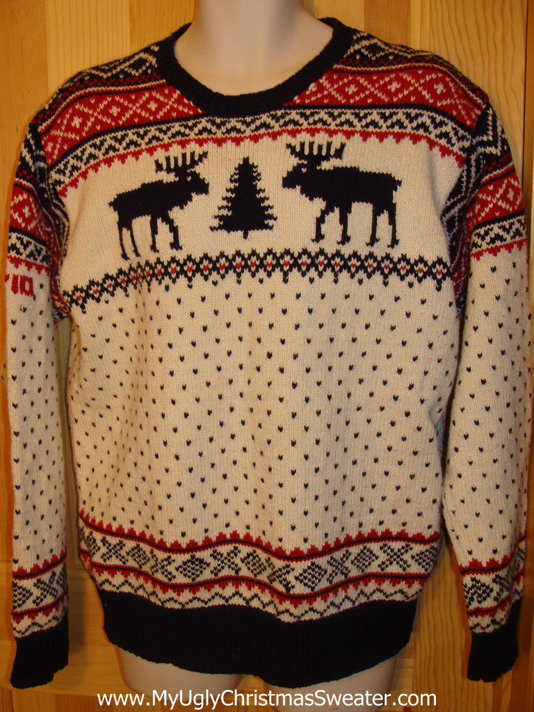 Ugly Christmas Sweater Party Vintage Ralph Lauren Reindeer Sweater like John Mayer wore on Ellen v9